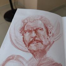 Meu projeto do curso: Desenho de retrato artístico: capture expressões autênticas. Un projet de Illustration traditionnelle, Beaux Arts, Esquisse , Dessin au cra, on, Dessin, Dessin de portrait, Dessin réaliste, Dessin artistique , et Dessin anatomique de Thiago Fernandes - 03.07.2022