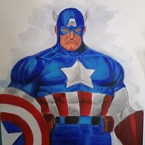 Capitán América. Traditional illustration, Character Design, Painting, Comic, Acr, and lic Painting project by Mauricio Morales - 07.03.2022