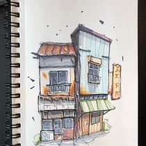 My project for course: Expressive Architectural Sketching with Colored Markers. Sketching, Drawing, Architectural Illustration, Sketchbook & Ink Illustration project by Christian Deiss - 06.30.2022
