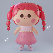 Creación de personajes kawaii en 3D con Blender: Fresita. Een project van Traditionele illustratie, Ontwerp van personages, Digitale illustratie,  3D-modellering y Manga van Sara Pérez Monroy - 05.07.2022