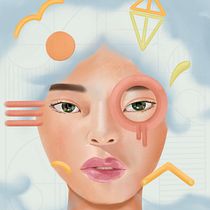 For The Clouds | My project for course: Creative Portrait Illustration with Procreate. Un projet de Illustration traditionnelle, Dessin, Illustration numérique, Dessin de portrait, Dessin numérique , et Peinture numérique de Monika Le - 05.07.2022