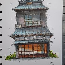 My project for course: Expressive Architectural Sketching with Colored Markers. Sketching, Drawing, Architectural Illustration, Sketchbook & Ink Illustration project by eve.cute.2012 - 07.07.2022