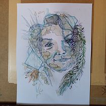 Mi proyecto del curso: Retrato experimental con tinta, alcohol y té. Fine Arts, Painting, Drawing & Ink Illustration project by Yolanda - 07.07.2022