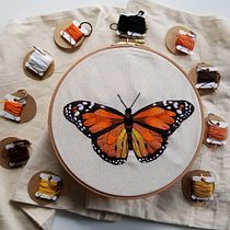 Realistic Embroidery Techniques: Butterfly. Traditional illustration, Embroider, and Textile Design project by Becca Woodham - 07.08.2022