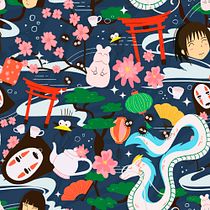 El viaje de Chihiro. Design, Traditional illustration, Pattern Design, and Printing project by Eugenia Gavagnin - 07.08.2021