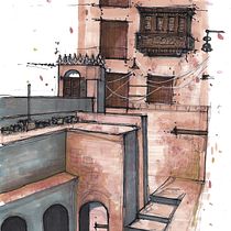 My project for course: Expressive Architectural Sketching with Colored Markers. Sketching, Drawing, Architectural Illustration, Sketchbook & Ink Illustration project by Younes Alkhallaqi - 07.09.2022