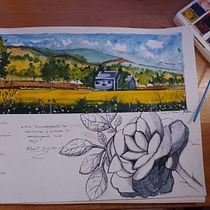 Mi proyecto del curso: Cuaderno de viaje en acuarela. Traditional illustration, Watercolor Painting, Architectural Illustration, and Sketchbook project by Camila Pezoa Fuentes - 07.09.2022