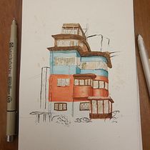 Mi proyecto del curso: Dibujo arquitectónico con acuarela y tinta. Sketching, Drawing, Watercolor Painting, Architectural Illustration, Sketchbook & Ink Illustration project by kothii.lsp - 07.07.2022