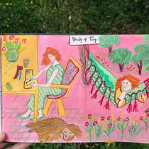 Mijn project van de cursus: Karaktercreatie vanuit observatietekeningen. Un proyecto de Ilustración tradicional, Diseño de personajes, Dibujo y Sketchbook de Martine Mommen - 11.07.2022