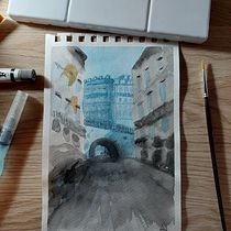Proyecto representación arquitectónica en acuarela. Un projet de Illustration traditionnelle, Esquisse , Dessin, Aquarelle, Illustration architecturale , et Carnet de croquis de Antonella Molina - 13.07.2022
