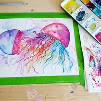 クラゲドリーム - Jellyfish Dream by 濃い風さと. Traditional illustration, Fine Arts, Painting, and Watercolor Painting project by さと 濃い風 - 07.14.2022