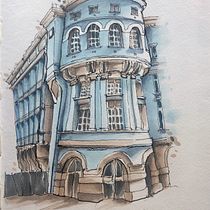 Mon projet du cours : Esquisses d'architecture expressives aux feutres de couleur. Sketching, Drawing, Architectural Illustration, Sketchbook & Ink Illustration project by mina_inverse - 07.14.2022