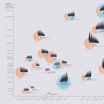 Variation of the forest area in the 20 biggest countries - my project for Data visualization course. Un proyecto de Diseño de la información, Diseño interactivo e Infografía de Benedetta Zannoni - 15.07.2022