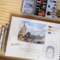 Visita a la bella ciudad de Morlaix. Traditional illustration, Watercolor Painting, Architectural Illustration, and Sketchbook project by Andreina GilSantander - 07.16.2022