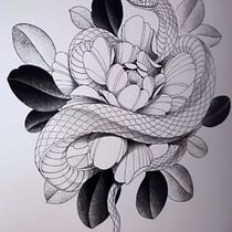 Meu projeto do curso: Tatuagem botânica com pontilhismo. Un progetto di Illustrazione tradizionale, Design di tatuaggi e Illustrazione botanica di Selma Aukar - 15.06.2022