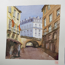 My project for course: Architectural Illustration with Watercolor. Un projet de Illustration traditionnelle, Esquisse , Dessin, Aquarelle, Illustration architecturale , et Carnet de croquis de lynnek - 17.07.2022