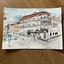 My project for course: Architectural Sketching with Watercolor and Ink. Sketching, Drawing, Watercolor Painting, Architectural Illustration, Sketchbook & Ink Illustration project by Maja - 07.17.2022