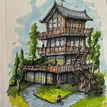 My project for course: Expressive Architectural Sketching with Colored Markers. Sketching, Drawing, Architectural Illustration & Ink Illustration project by Jon - 07.17.2022