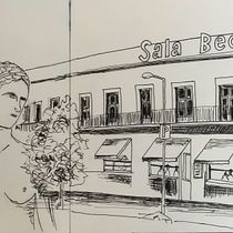Sala Beckett Barcelona. Traditional illustration, Sketching, Creativit, Drawing, Sketchbook, and Watercolor Painting project by Marta Bendicho - 07.18.2022