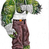 Killer crock . Traditional illustration, Character Design, Painting, Comic, Acr, and lic Painting project by Nico Benitez - 07.18.2022