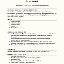 My project for course: Resumes for Creatives: Craft Your CV and Cover Letter Ein Projekt aus dem Bereich Kreative Beratung, Portfolioverwaltung, Kommunikation und Business von Nayda Aristud - 22.07.2022