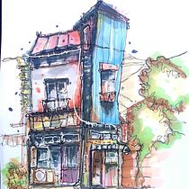 Mon projet du cours : Esquisses d'architecture expressives aux feutres de couleur. Sketching, Drawing, Architectural Illustration, Sketchbook & Ink Illustration project by Marion Penvern - 07.24.2022