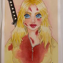 Mi proyecto del curso: Dibujo fan art con acuarela y lápices de colores. LA NOVIA/ KILL BILL. Ilustração tradicional, Pintura, Pintura em aquarela, Desenho de retrato, Ilustração infantil, e Desenho com lápis de cor projeto de Maria Fernanda Avaria - 19.07.2022
