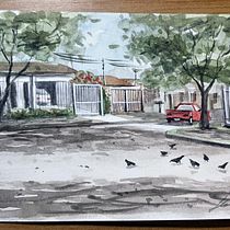Meu projeto do curso: Criação de paisagem contemporânea em aquarela. Fine Arts, and Watercolor Painting project by Ila Fox - 07.22.2022