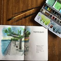 Carnet de vacances . Traditional illustration, Watercolor Painting, Architectural Illustration, and Sketchbook project by marjorie_kuenzi - 07.27.2022