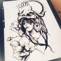 Mein Kursprojekt: Digitales Tattoo Design und Illustration mit Procreate. Traditional illustration, Graphic Design, Digital Illustration, Tattoo Design, and Digital Drawing project by Theresa Heinzelmann - 07.28.2022
