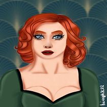 Mon projet du cours : Portrait de personnages féminins avec Procreate. Projekt z dziedziny Trad, c, jna ilustracja, Ilustracja c, frowa, R, sunek c i frow użytkownika Flora Lebreton - 28.07.2022