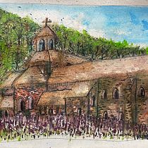 My project for course: Architectural Sénanque Abbey Provence, France; in watercolor.  Sketching with Watercolor and Ink. Sketching, Drawing, Watercolor Painting, Architectural Illustration, Sketchbook & Ink Illustration project by droccu - 07.29.2022