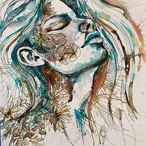 My project for course: Experimental Portraiture with Ink, Tea and Alcohol. Artes plásticas, Pintura, Desenho e Ilustração com tinta projeto de Jeannette Quiroz - 31.07.2022
