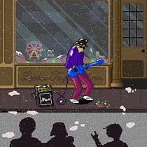 Guitarrista callejero en Navidad - Mi proyecto del curso: Introducción al diseño de personajes en pixel art. Character Design, Video Games, Pixel Art, and Game Design project by luis.j.h.vera - 07.31.2022