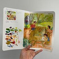 My project for course: Exploratory Sketchbook: Summer getaway in a tropical hut. Un proyecto de Bocetado, Creatividad, Dibujo, Pintura a la acuarela, Sketchbook y Pintura gouache de Naoko Sho - 31.07.2022