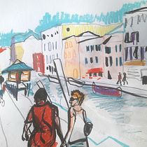 Mon projet du cours : Esquisse urbaine : dessinez une ville en mouvement. Projekt z dziedziny Trad, c, jna ilustracja, Sketching,  R, sunek, Malowanie akwarelą,  R, sunek architektoniczn i Sketchbook użytkownika christelle22 - 02.08.2022
