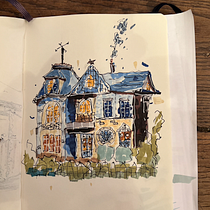 Mijn project van de cursus: Creëer expressieve architecturale schetsen met kleurstiften. Sketching, Drawing, Architectural Illustration, Sketchbook & Ink Illustration project by Bewouter - 08.02.2022