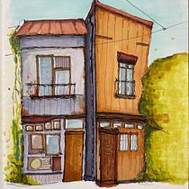 first attemp with markers for course: Expressive Architecturall Sketching with Colored Markers. Sketching, Drawing, Architectural Illustration, Sketchbook & Ink Illustration project by Wendy van den Berg-Heyer - 08.02.2022