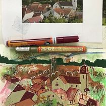 Mon projet du cours : Esquisses urbaines modernes avec des techniques mixtes Ein Projekt aus dem Bereich Traditionelle Illustration, Malerei, Architektonische Illustration, Illustration mit Tinte, Collage, Kreativität, Bleistiftzeichnung, Zeichnung, Artistische Zeichnung, Instagram, Sketchbook, Gouachemalerei und Zeichnen mit Buntstiften von Anne FEUERMANN - 28.07.2022