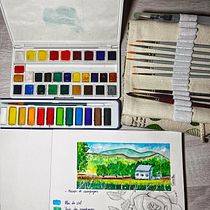Mon projet du cours : Carnet de voyage à l’aquarelle. Traditional illustration, Watercolor Painting, Architectural Illustration, and Sketchbook project by camillelaprevote - 08.03.2022