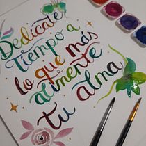 Mi proyecto del curso: Lettering con acuarelas metálicas. Un progetto di Lettering, Pittura ad acquerello, H e lettering di xiomaracastano - 03.08.2022