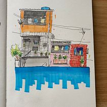 My project for course: Expressive Architectural Sketching with Colored Markers. Sketching, Drawing, Architectural Illustration, Sketchbook & Ink Illustration project by alexarc - 07.03.2022
