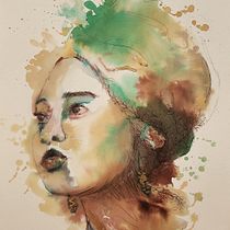 My project for course: Experimental Portraiture with Ink, Tea and Alcohol. Artes plásticas, Pintura, Desenho e Ilustração com tinta projeto de hazelanthony2 - 02.08.2022