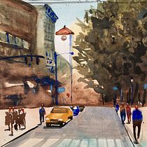 My project for course: Urban Landscapes in Watercolor. Projekt z dziedziny  Sztuki piękne, Malowanie akwarelą,  R i sunek architektoniczn użytkownika shattori1_1 - 04.08.2022