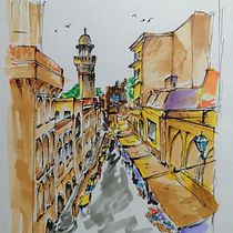 My project for course: Expressive Architectural Sketching with Colored Markers. Sketching, Drawing, Architectural Illustration, Sketchbook & Ink Illustration project by Hassan - 08.05.2022