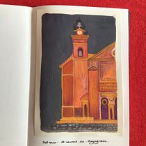 My project for course: Gouache Techniques for Sketchbook Illustration Church at Magagnosc. Traditional illustration, Sketching, Creativit, Drawing, Watercolor Painting, Sketchbook, and Gouache Painting project by collin.julie - 08.06.2022