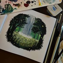 My project for course: Painting Atmospheric Landscapes with Gouache. Traditional illustration, Painting, and Gouache Painting project by ania.korsunska - 08.06.2022