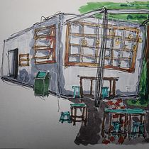 My project for course: Expressive Architectural Sketching with Colored Markers. Sketching, Drawing, Architectural Illustration, Sketchbook & Ink Illustration project by niven - 08.08.2022