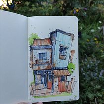 My project for course: Expressive Architectural Sketching with Colored Markers. Sketching, Drawing, Architectural Illustration, Sketchbook & Ink Illustration project by fenna1706 - 08.08.2022