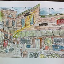 My project for course: Expressive Architectural Sketching with Colored Markers. Sketching, Drawing, Architectural Illustration, Sketchbook & Ink Illustration project by Rachel Boutin - 08.10.2022